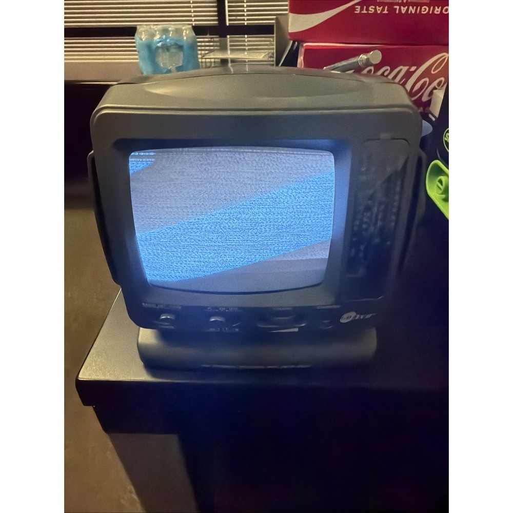 Vintage Mini CRT Tv Go Tech 5" With Av Ports Black and White TV Powers On